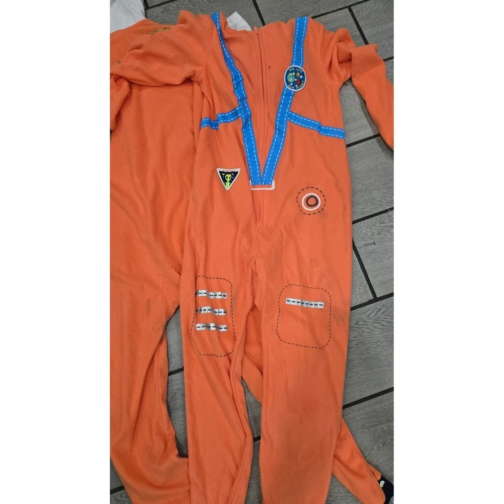 Cat &‎ Jack Kids Orange Space Explorer Hooded One-Piece Pajamas Size L (12/14)